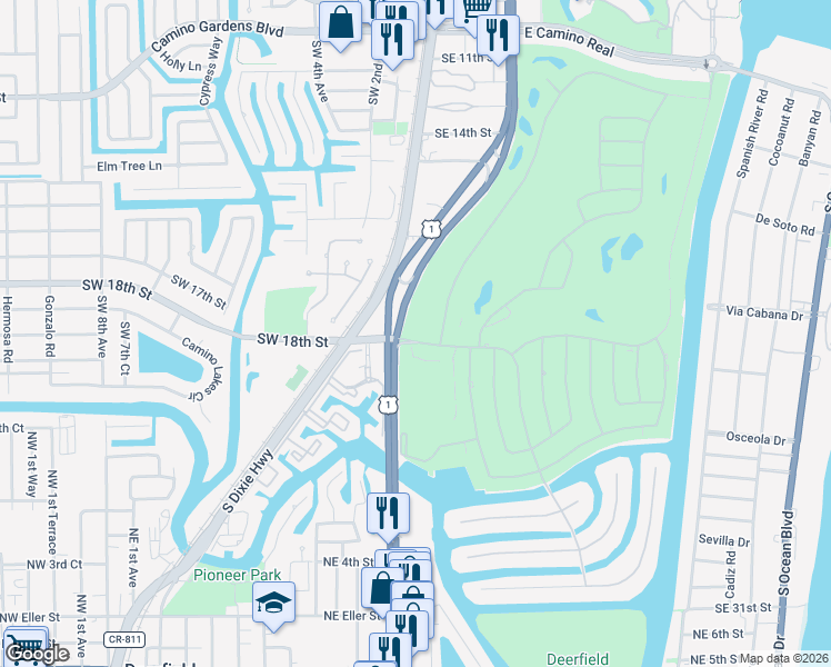 map of restaurants, bars, coffee shops, grocery stores, and more near 2041 Thatch Palm Drive in Boca Raton