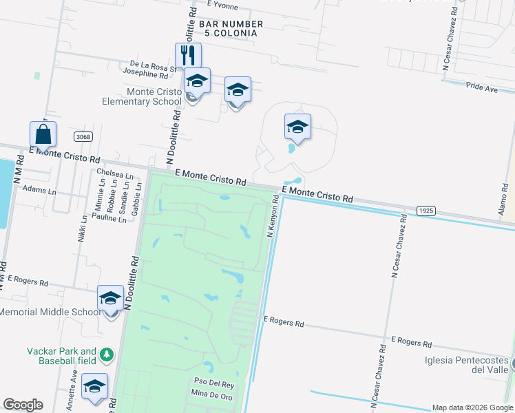map of restaurants, bars, coffee shops, grocery stores, and more near 3710 Nature Trial Drive in Edinburg