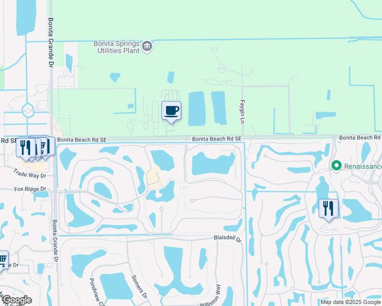 map of restaurants, bars, coffee shops, grocery stores, and more near 28000 Cavendish Court in Bonita Springs