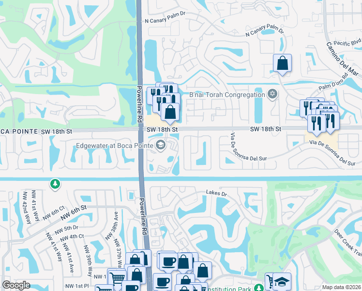 map of restaurants, bars, coffee shops, grocery stores, and more near 23485 Torre Circle in Boca Raton