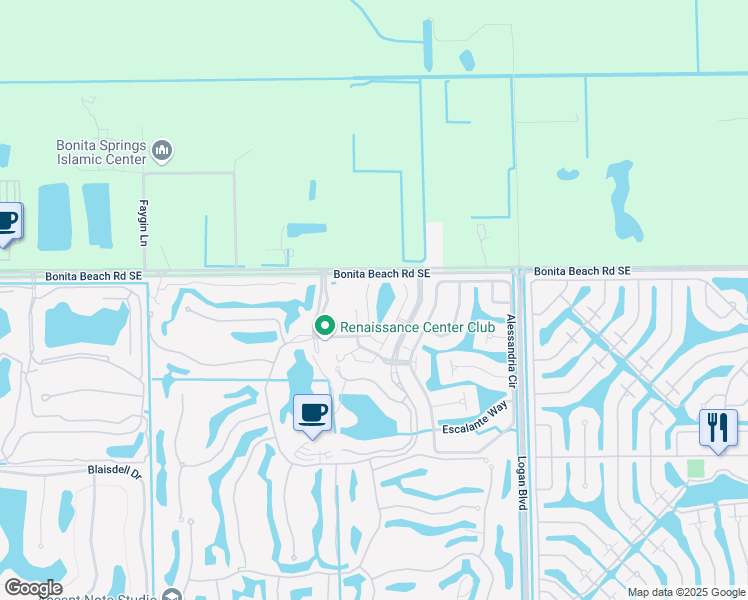 map of restaurants, bars, coffee shops, grocery stores, and more near 28005 Sosta Lane in Bonita Springs