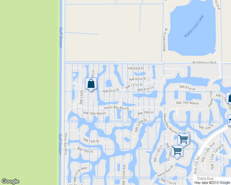 map of restaurants, bars, coffee shops, grocery stores, and more near 12290 Northwest 81st Street in Parkland