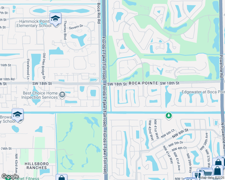 map of restaurants, bars, coffee shops, grocery stores, and more near 7912 Travelers Tree Drive in Boca Raton
