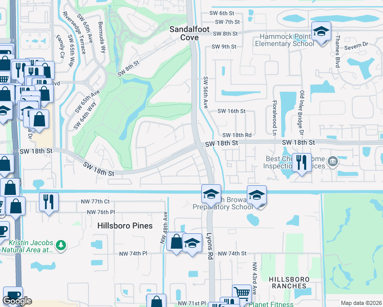 map of restaurants, bars, coffee shops, grocery stores, and more near 9125 Southwest 18th Street in Boca Raton