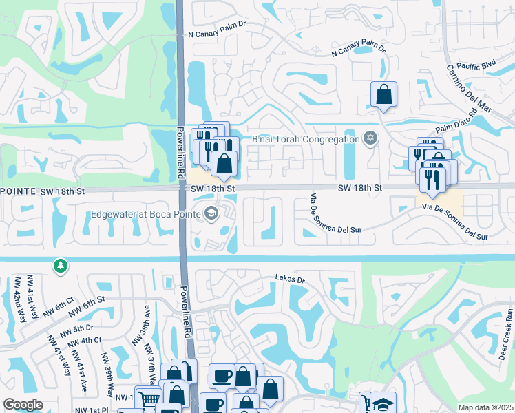map of restaurants, bars, coffee shops, grocery stores, and more near 23268 Alora Drive in Boca Raton