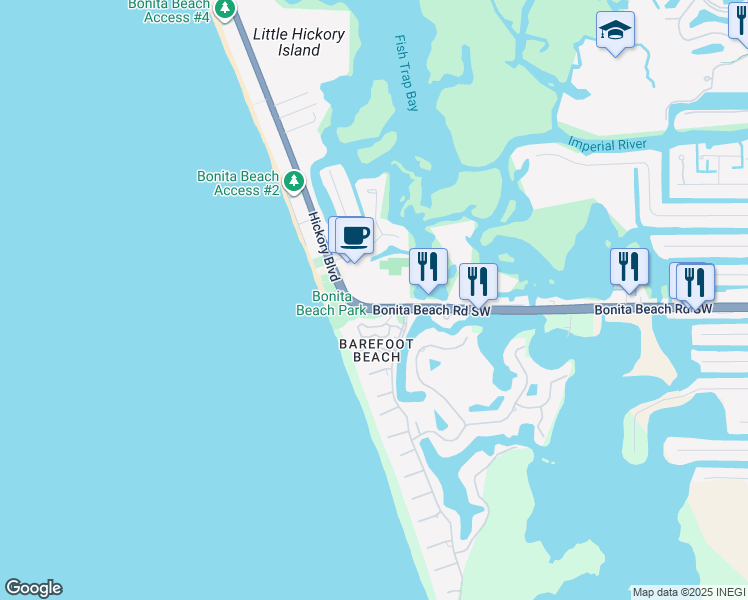 map of restaurants, bars, coffee shops, grocery stores, and more near 5800 Bonita Beach Road in Bonita Springs
