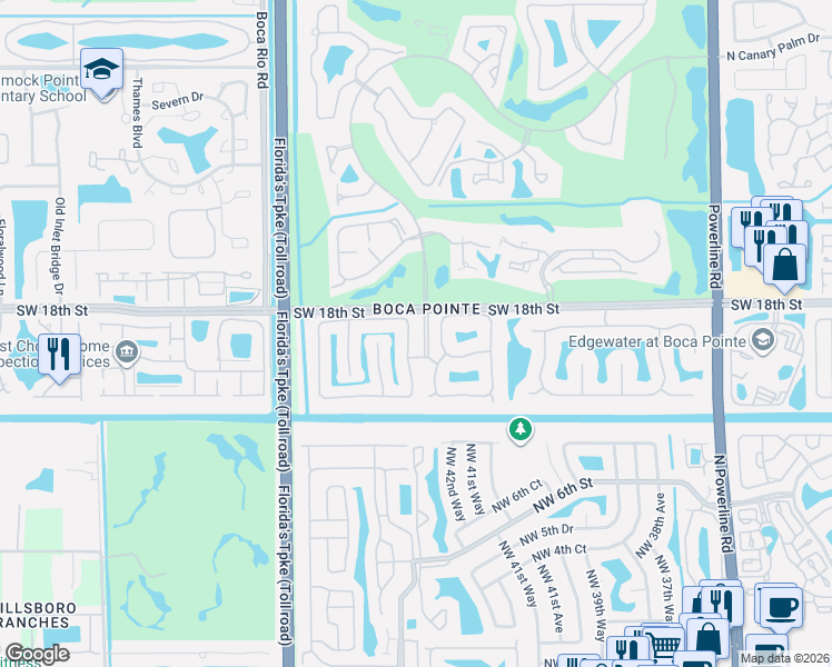map of restaurants, bars, coffee shops, grocery stores, and more near 23280 Mirabella Circle North in Boca Raton