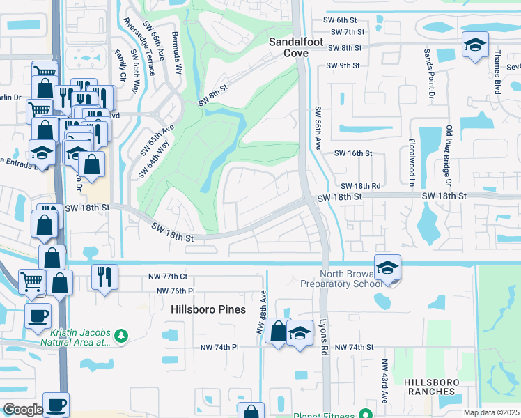 map of restaurants, bars, coffee shops, grocery stores, and more near 9208 Southwest 18th Road in Boca Raton