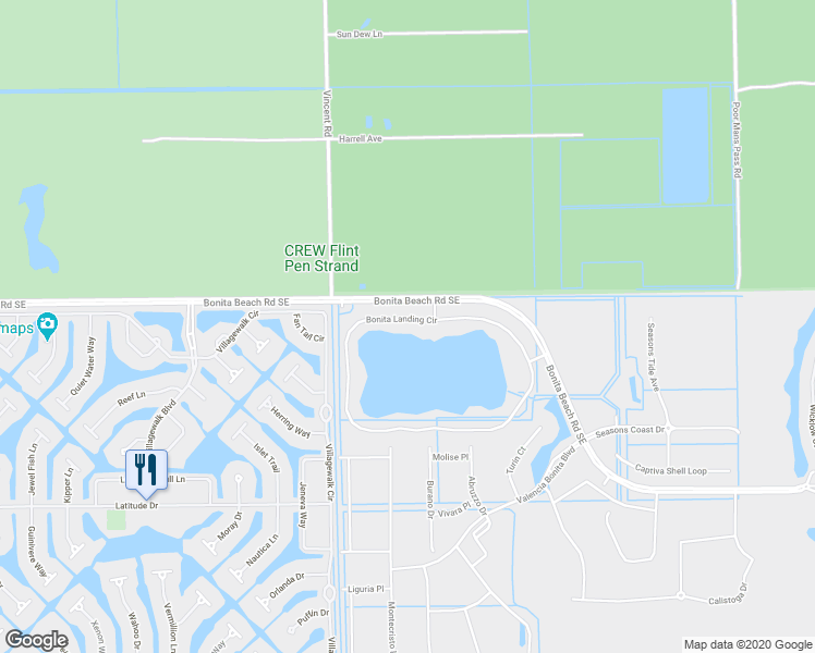 map of restaurants, bars, coffee shops, grocery stores, and more near 16339 Bonita Landing Circle in Bonita Springs