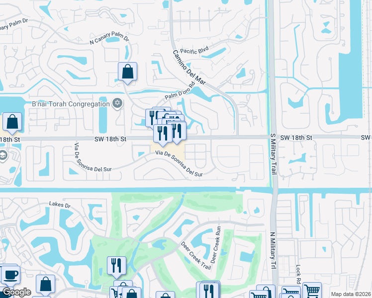 map of restaurants, bars, coffee shops, grocery stores, and more near 5967 Catesby Street in Boca Raton