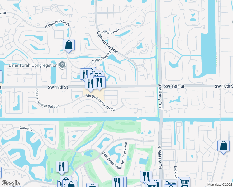 map of restaurants, bars, coffee shops, grocery stores, and more near 5871 Catesby Street in Boca Raton