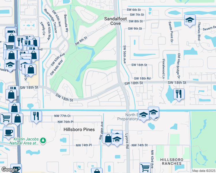 map of restaurants, bars, coffee shops, grocery stores, and more near 9208 Southwest 18th Road in Boca Raton