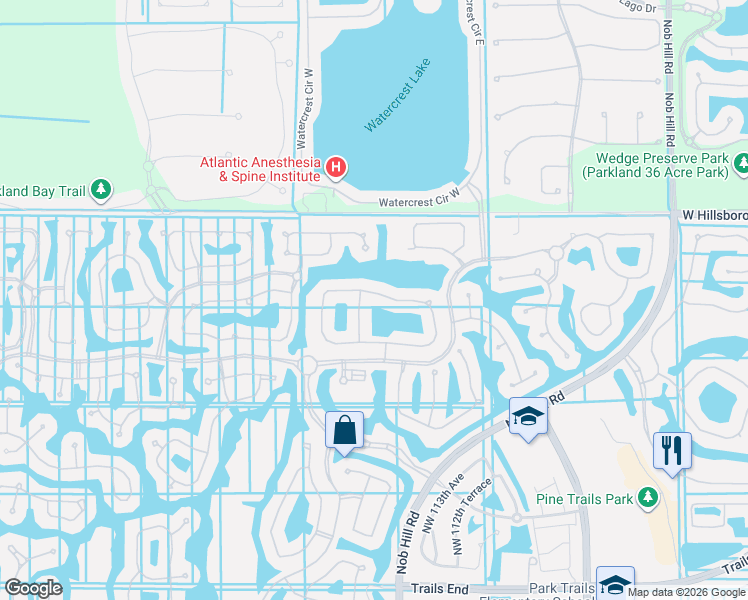 map of restaurants, bars, coffee shops, grocery stores, and more near 11496 Northwest 81st Place in Parkland