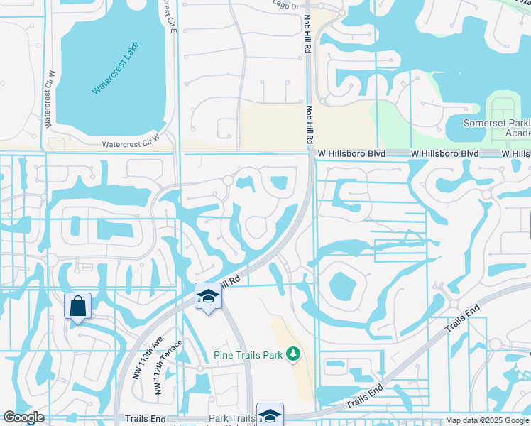map of restaurants, bars, coffee shops, grocery stores, and more near 8116 Northwest 106th Lane in Parkland