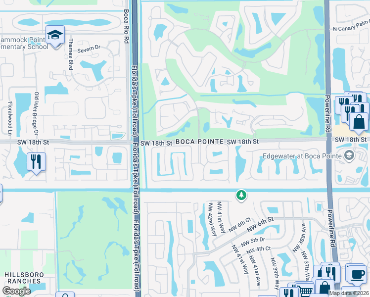 map of restaurants, bars, coffee shops, grocery stores, and more near 7981 Travelers Tree Drive in Boca Raton