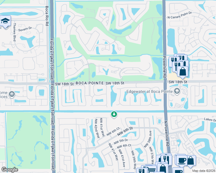 map of restaurants, bars, coffee shops, grocery stores, and more near 7285 Campana Court in Boca Raton
