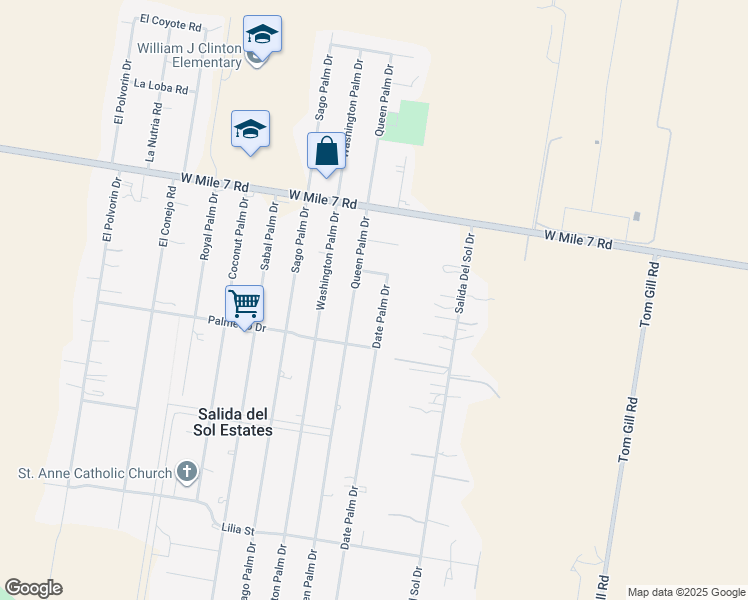 map of restaurants, bars, coffee shops, grocery stores, and more near 17708 Date Palm Drive in Penitas