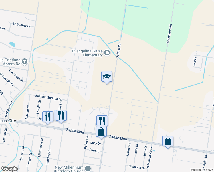 map of restaurants, bars, coffee shops, grocery stores, and more near 8731 North Doffing Road in Mission