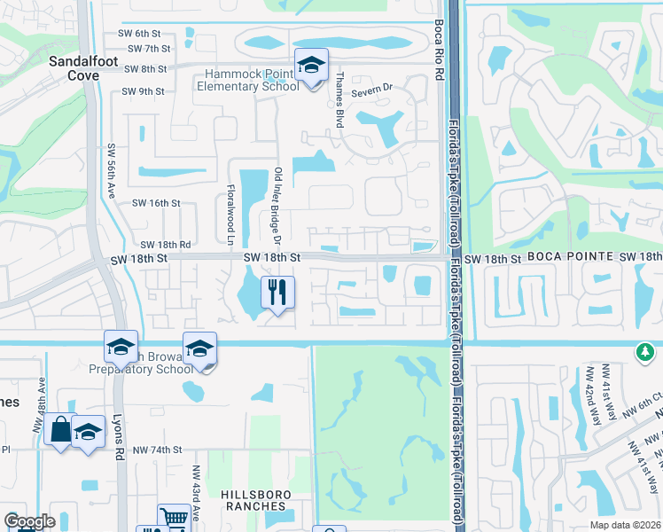 map of restaurants, bars, coffee shops, grocery stores, and more near 8387 Garden Gate Place in Boca Raton
