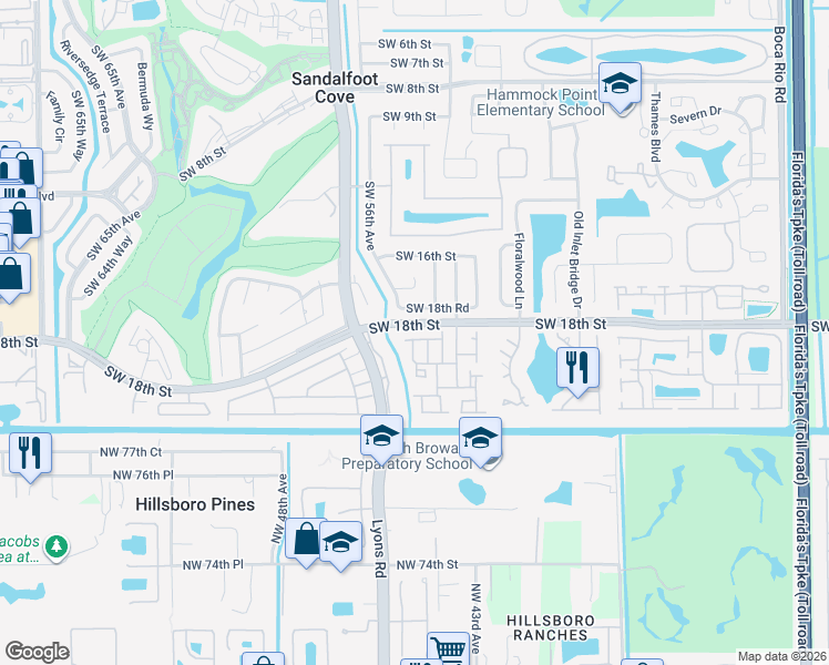 map of restaurants, bars, coffee shops, grocery stores, and more near 8985 Southwest 19th Street in Boca Raton