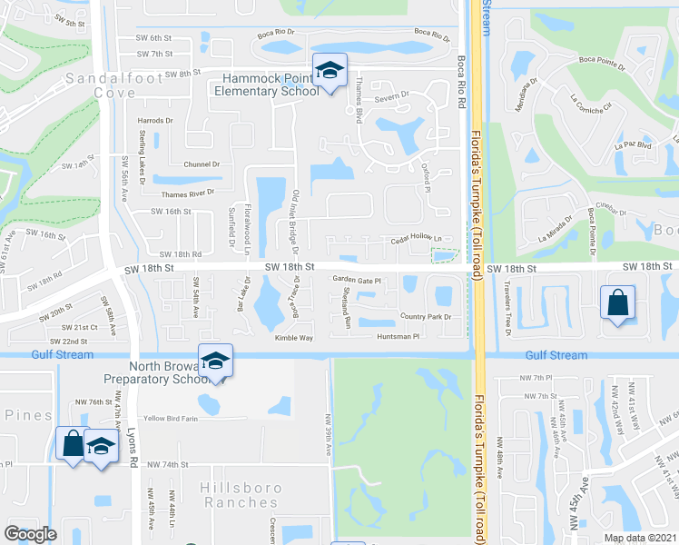 map of restaurants, bars, coffee shops, grocery stores, and more near 8388-8398 Garden Gate Place in Boca Raton