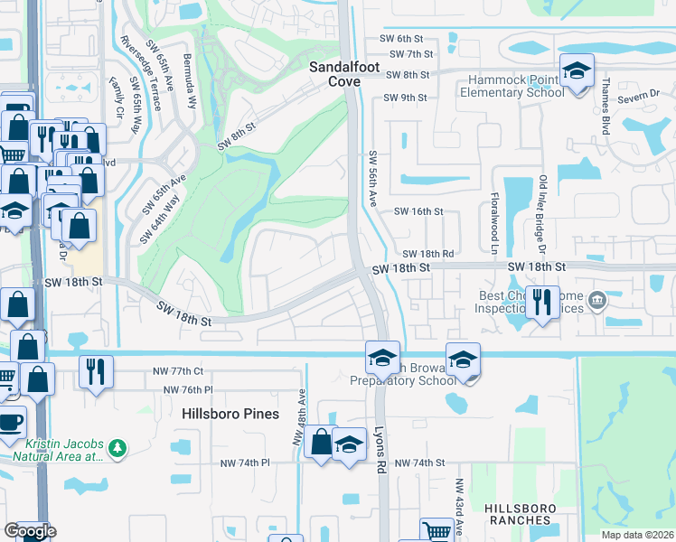 map of restaurants, bars, coffee shops, grocery stores, and more near 9125 Southwest 18th Street in Boca Raton