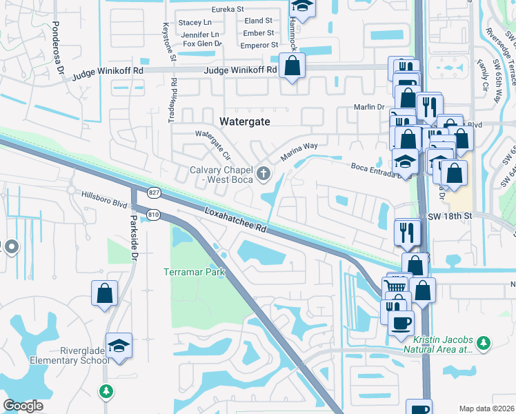 map of restaurants, bars, coffee shops, grocery stores, and more near 10625 Shore Drive in Boca Raton