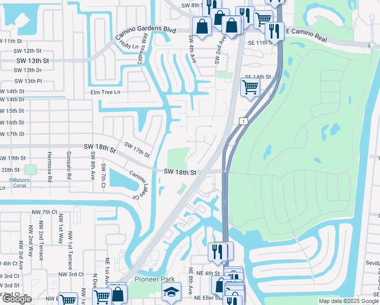 map of restaurants, bars, coffee shops, grocery stores, and more near 1760 Southwest 4th Avenue in Boca Raton