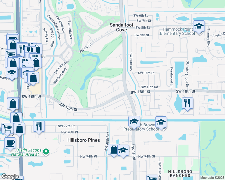 map of restaurants, bars, coffee shops, grocery stores, and more near 9208 Southwest 18th Road in Boca Raton