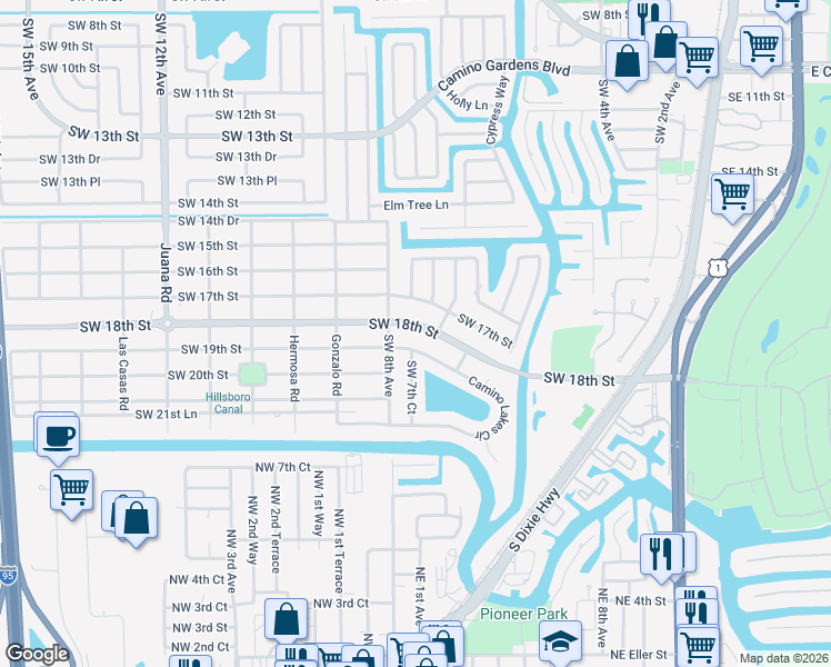 map of restaurants, bars, coffee shops, grocery stores, and more near 796 Camino Lakes Circle in Boca Raton