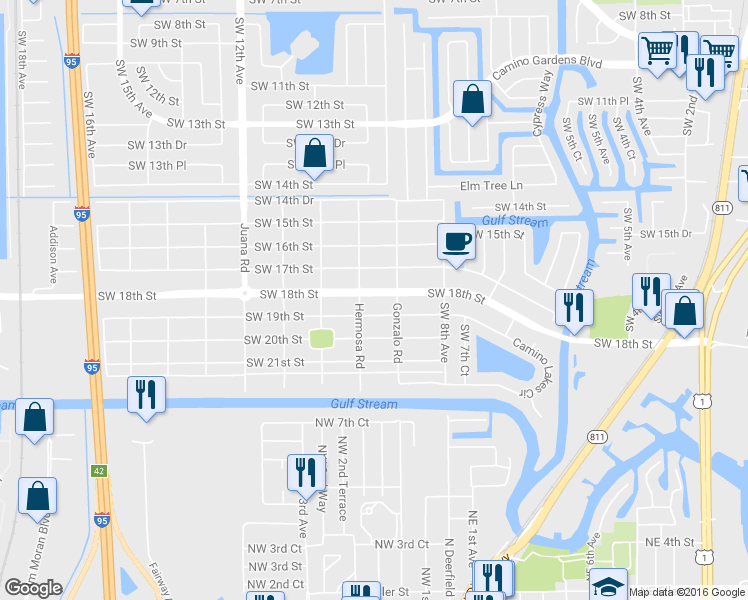 map of restaurants, bars, coffee shops, grocery stores, and more near 931 Southwest 18th Street in Boca Raton