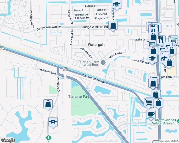 map of restaurants, bars, coffee shops, grocery stores, and more near 11831 Leeward Place in Boca Raton
