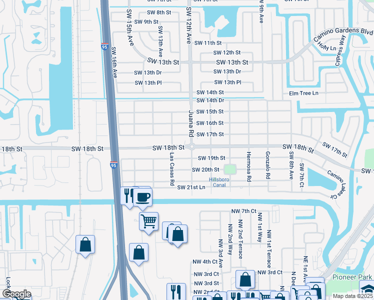 map of restaurants, bars, coffee shops, grocery stores, and more near 1220 Southwest 18th Street in Boca Raton