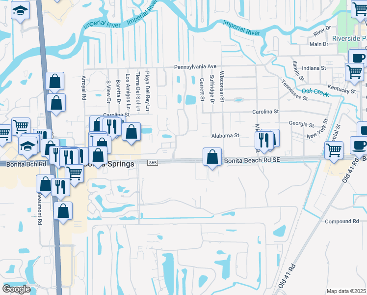 map of restaurants, bars, coffee shops, grocery stores, and more near 9540 Bonita Beach Road Southeast in Bonita Springs