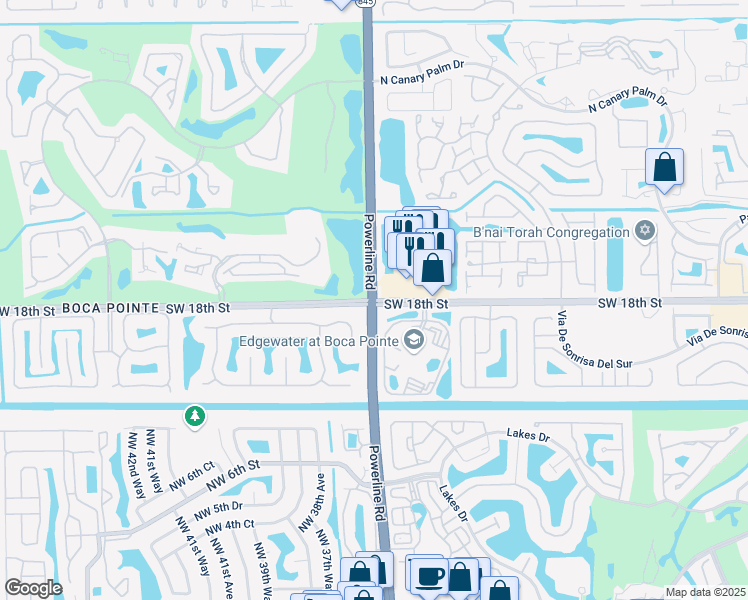 map of restaurants, bars, coffee shops, grocery stores, and more near Powerline Rd & SW 18th St in Boca Raton
