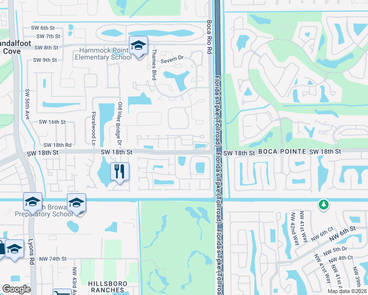 map of restaurants, bars, coffee shops, grocery stores, and more near 8152 Cedar Hollow Lane in Boca Raton