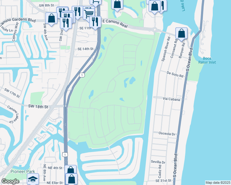 map of restaurants, bars, coffee shops, grocery stores, and more near 1800 Sabal Palm Circle in Boca Raton