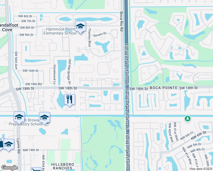 map of restaurants, bars, coffee shops, grocery stores, and more near 8152 Cedar Hollow Lane in Boca Raton