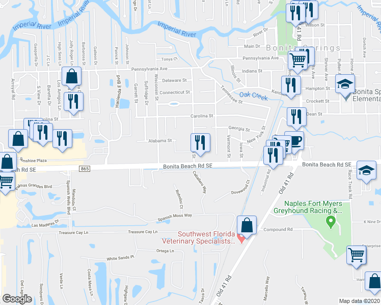 map of restaurants, bars, coffee shops, grocery stores, and more near 9820 Citadel Lane in Bonita Springs