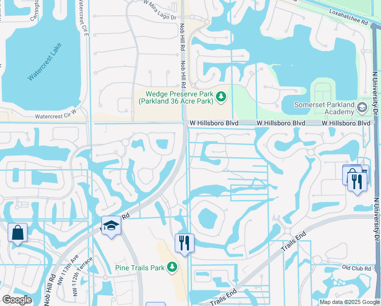 map of restaurants, bars, coffee shops, grocery stores, and more near 8231 Canopy Terrace in Parkland