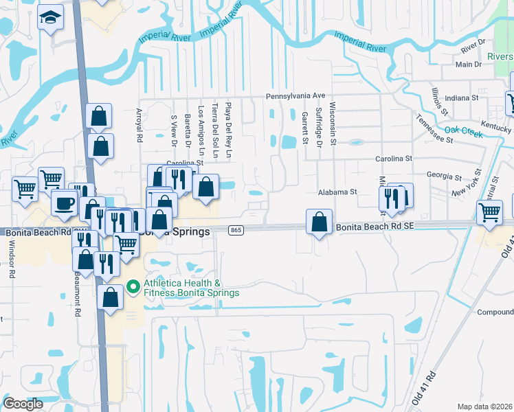 map of restaurants, bars, coffee shops, grocery stores, and more near 9400 Fountain Medical Court in Bonita Springs
