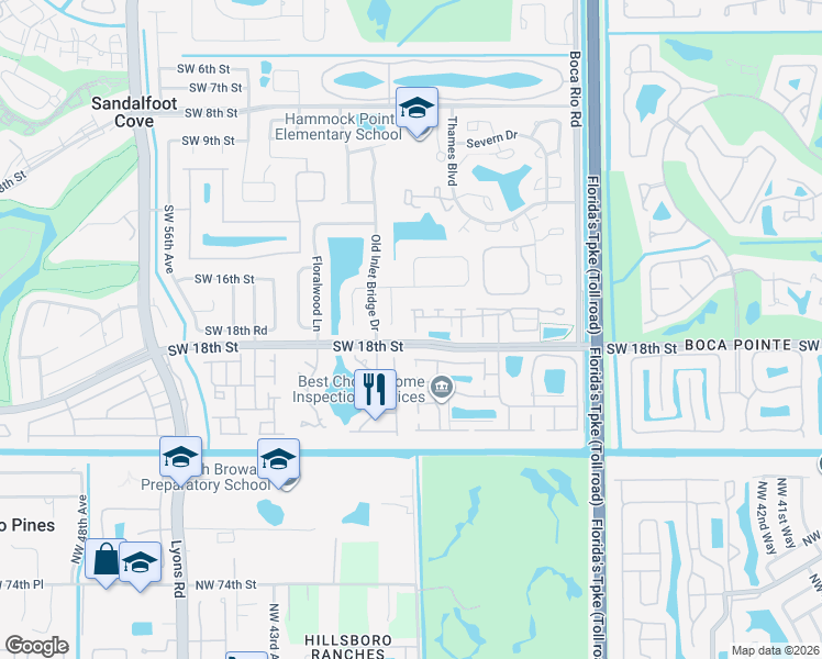 map of restaurants, bars, coffee shops, grocery stores, and more near 23212 Bentley Place in Boca Raton