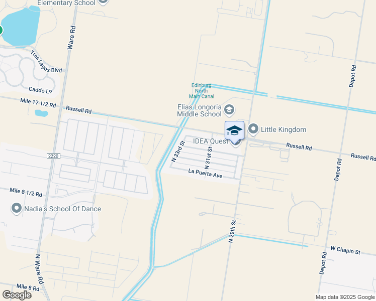 map of restaurants, bars, coffee shops, grocery stores, and more near 3204 Trailblazer Avenue in Edinburg