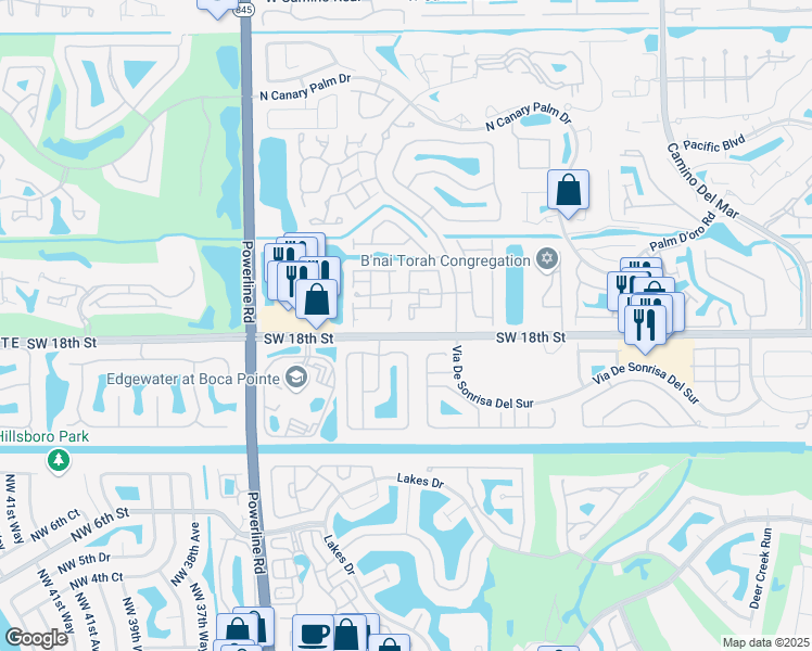 map of restaurants, bars, coffee shops, grocery stores, and more near 6720 Via Regina in Boca Raton
