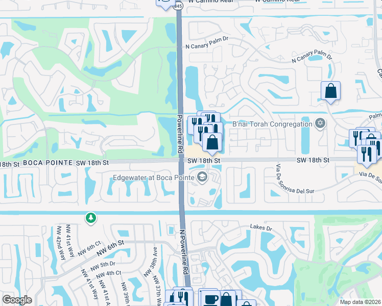 map of restaurants, bars, coffee shops, grocery stores, and more near 6943 Southwest 18th Street in Boca Raton