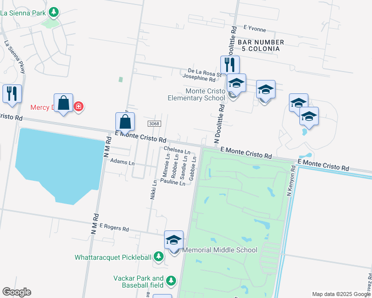 map of restaurants, bars, coffee shops, grocery stores, and more near 2921 Chelsea Lane in Edinburg