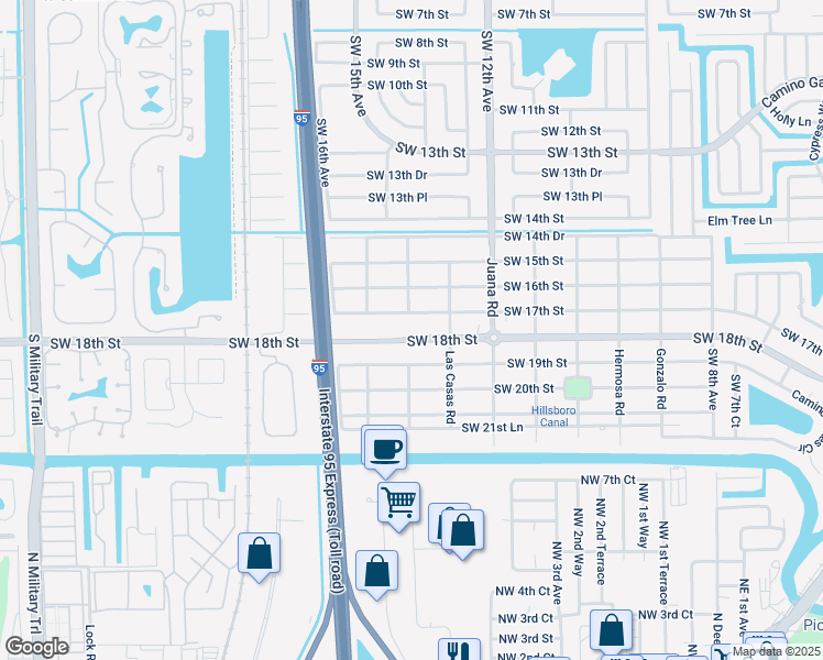 map of restaurants, bars, coffee shops, grocery stores, and more near 1387 Southwest 18th Street in Boca Raton