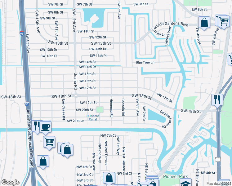 map of restaurants, bars, coffee shops, grocery stores, and more near 931 Southwest 18th Street in Boca Raton