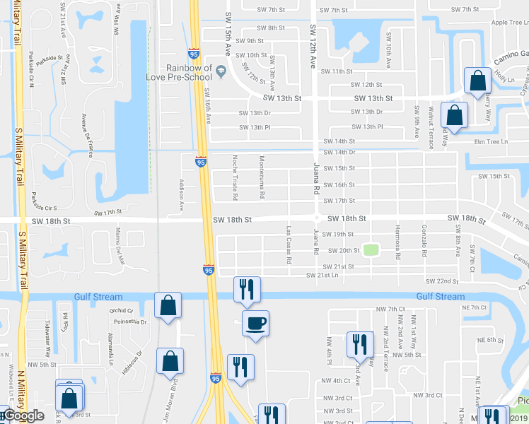 map of restaurants, bars, coffee shops, grocery stores, and more near 1387 Southwest 18th Street in Boca Raton