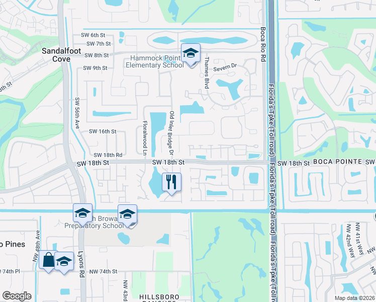 map of restaurants, bars, coffee shops, grocery stores, and more near 23212 Bentley Place in Boca Raton